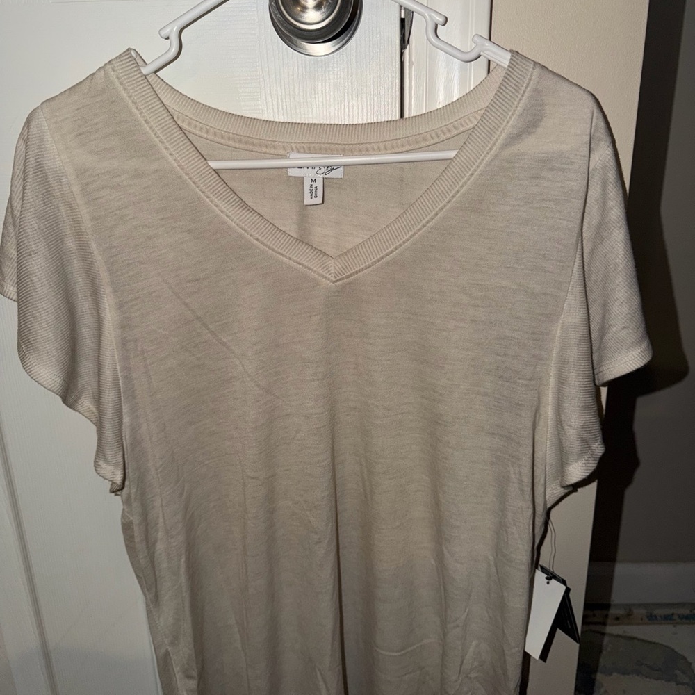 Women's Cream V-Neck Top